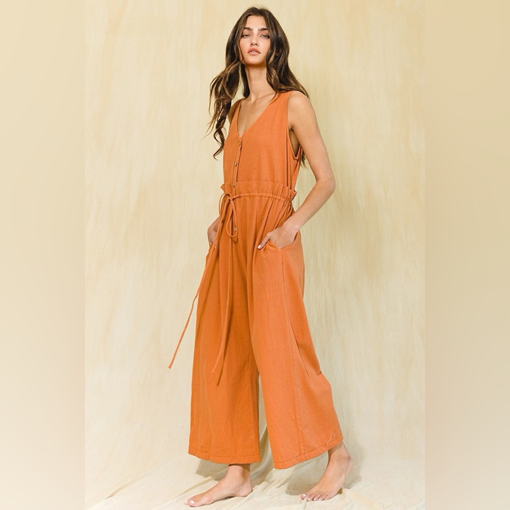 NWOT BUCKETLIST Orange Comfy Jumpsuit - Picture 3 of 7